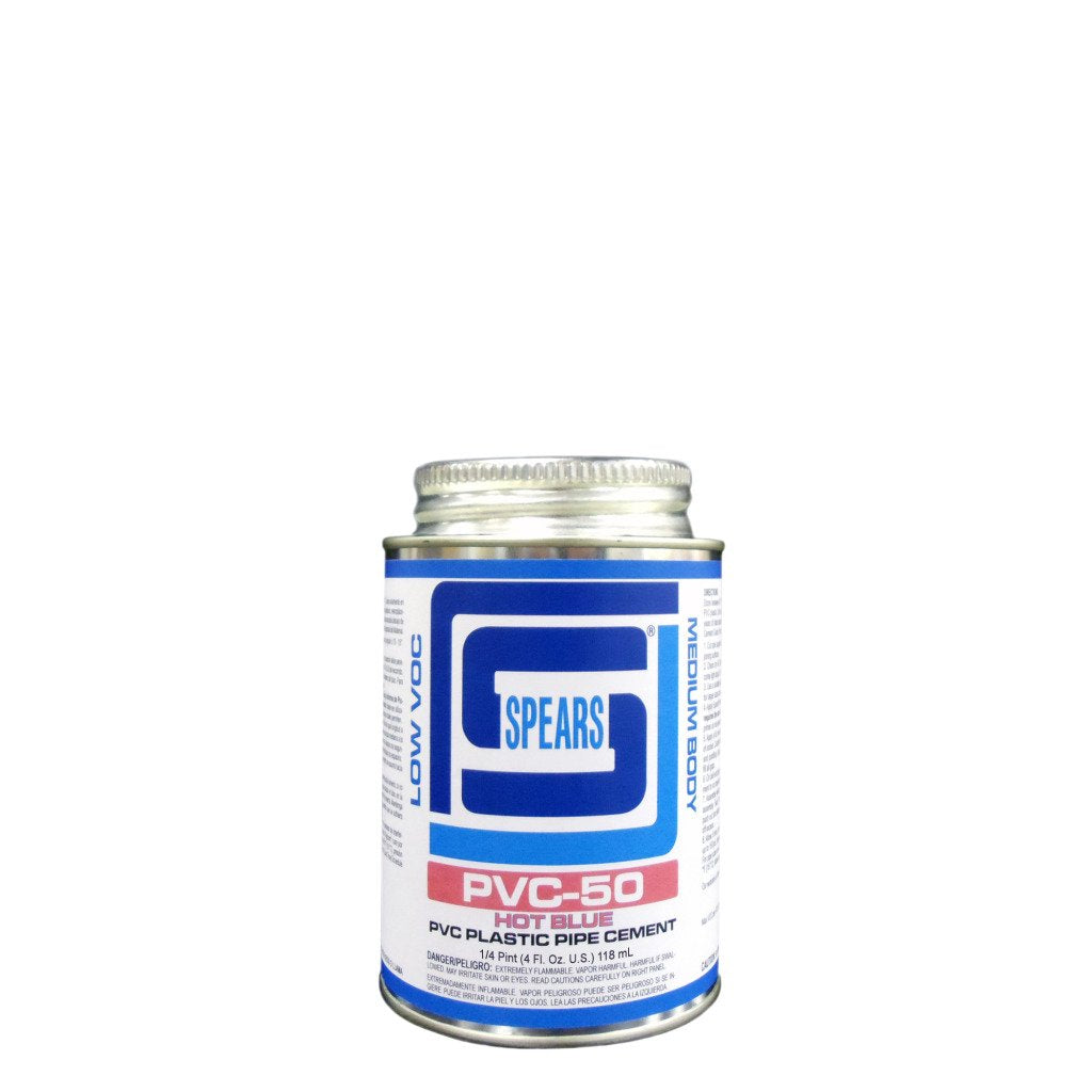 Spears Low VOC Medium Body PVC Cement, 1/4 pt, Hot Blue