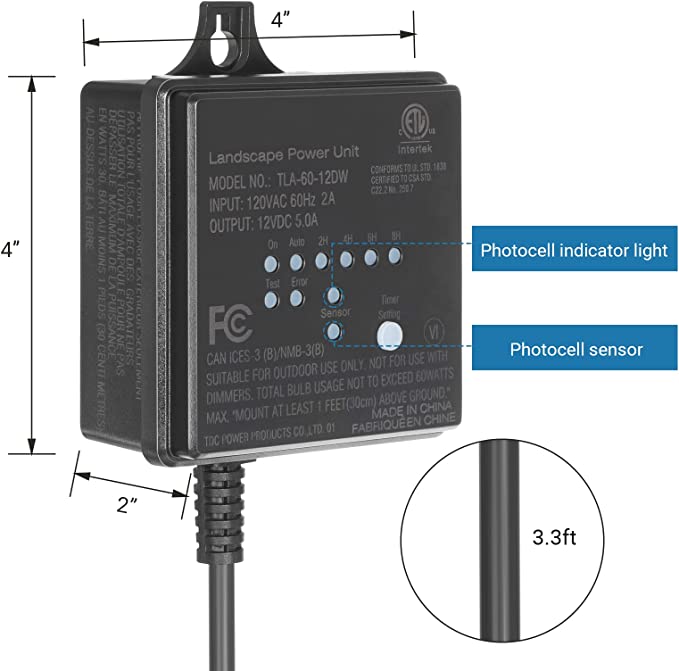 Pureloveugoods 60 Watt Transformer w/Photocell